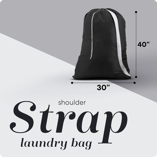 Handy Laundry Bag with Shoulder Strap 30"x40", Extra Large, Black