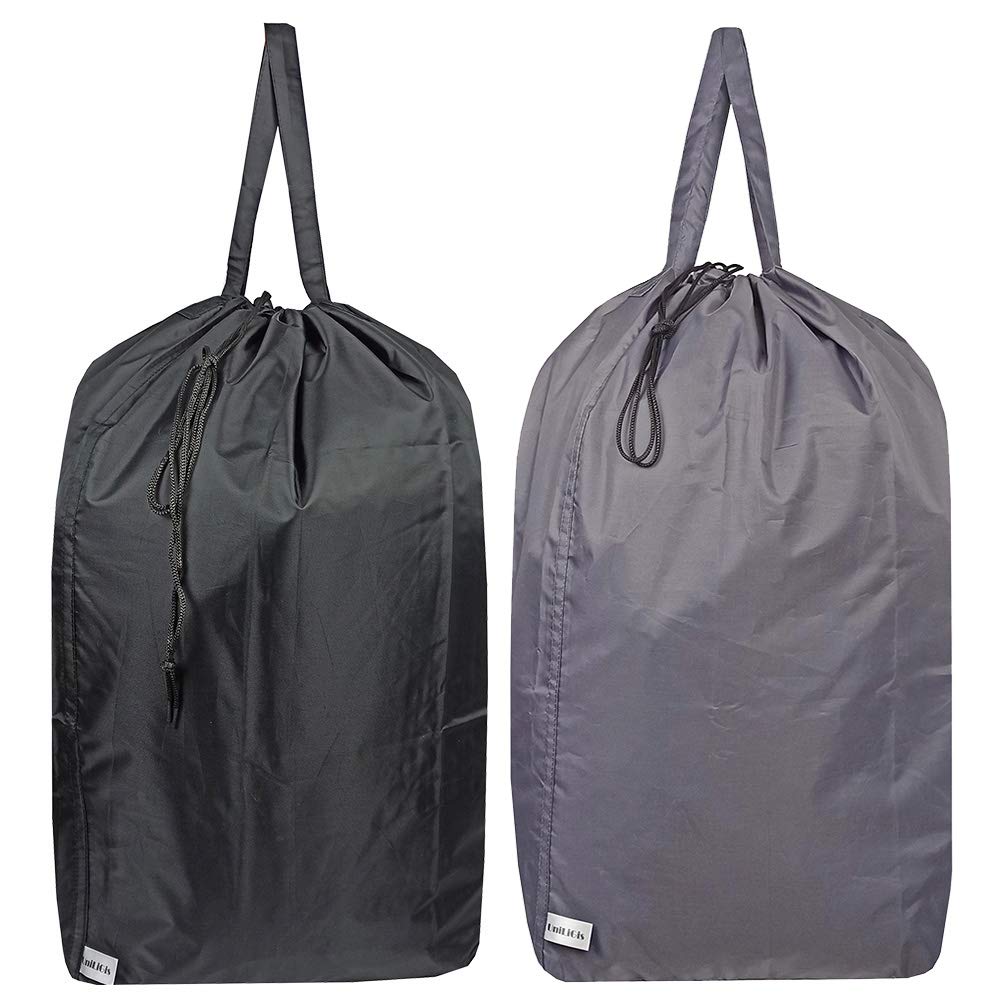 Washable Travel Laundry Bag with Handles and Drawstring (2 Pack), Heavy Duty Large Enough to Hold 3 Loads of Laundry, Fit a Laundry Basket or Clothes Hamper, 27.5x34.5 in,Grey