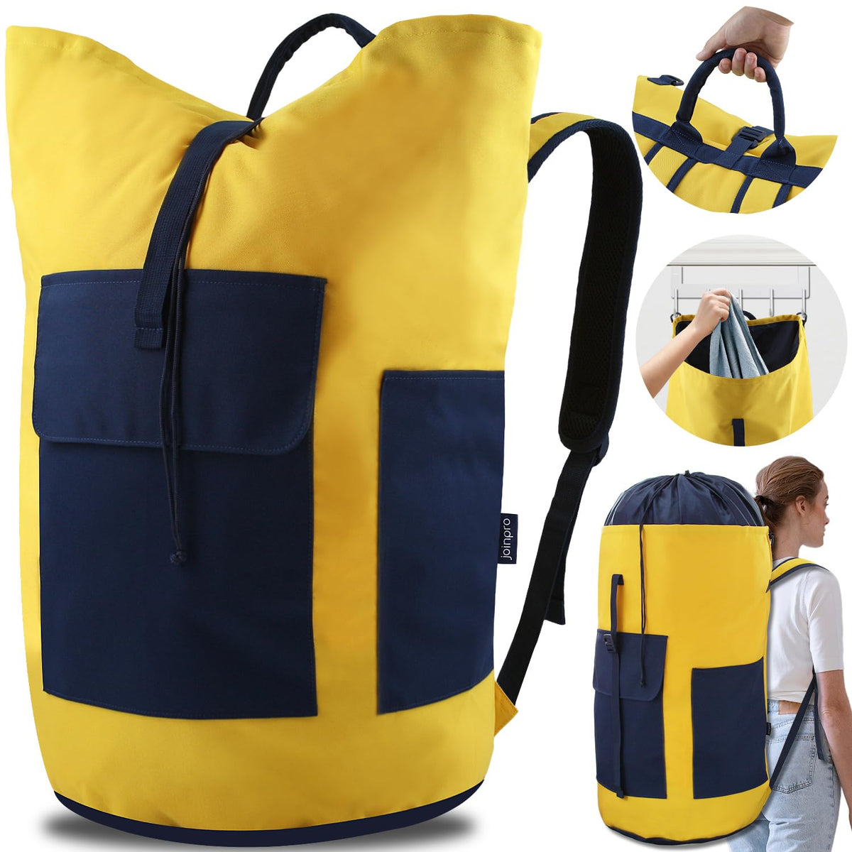 Laundry Bag Backpack 125L Extra Large, Heavy Duty 900D Coated Oxford Fabric, 3 Pockets Durable Travel Laundry Bags with Soft Padded Shoulder Straps for College Dorm, Apartment, Laundromat (Black)