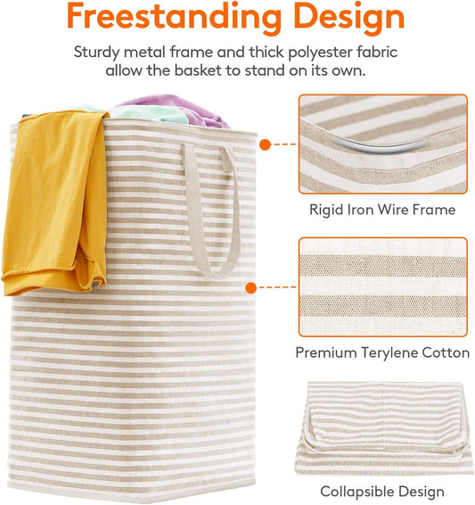Lifewit 80L Large Laundry Baskets, Laundry Hampers Bags, 2 Pack, Beige