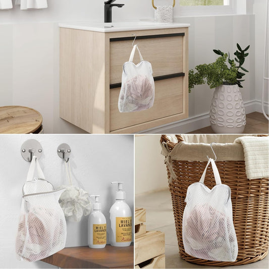 GWT 4Pcs 3D Mesh Laundry Bags with Hanging Handles (S/M/L/XL) - Durable Zippered Wash Bags for Delicates, Shoes & Bulk Clothes - Space-Saving Foldable Design