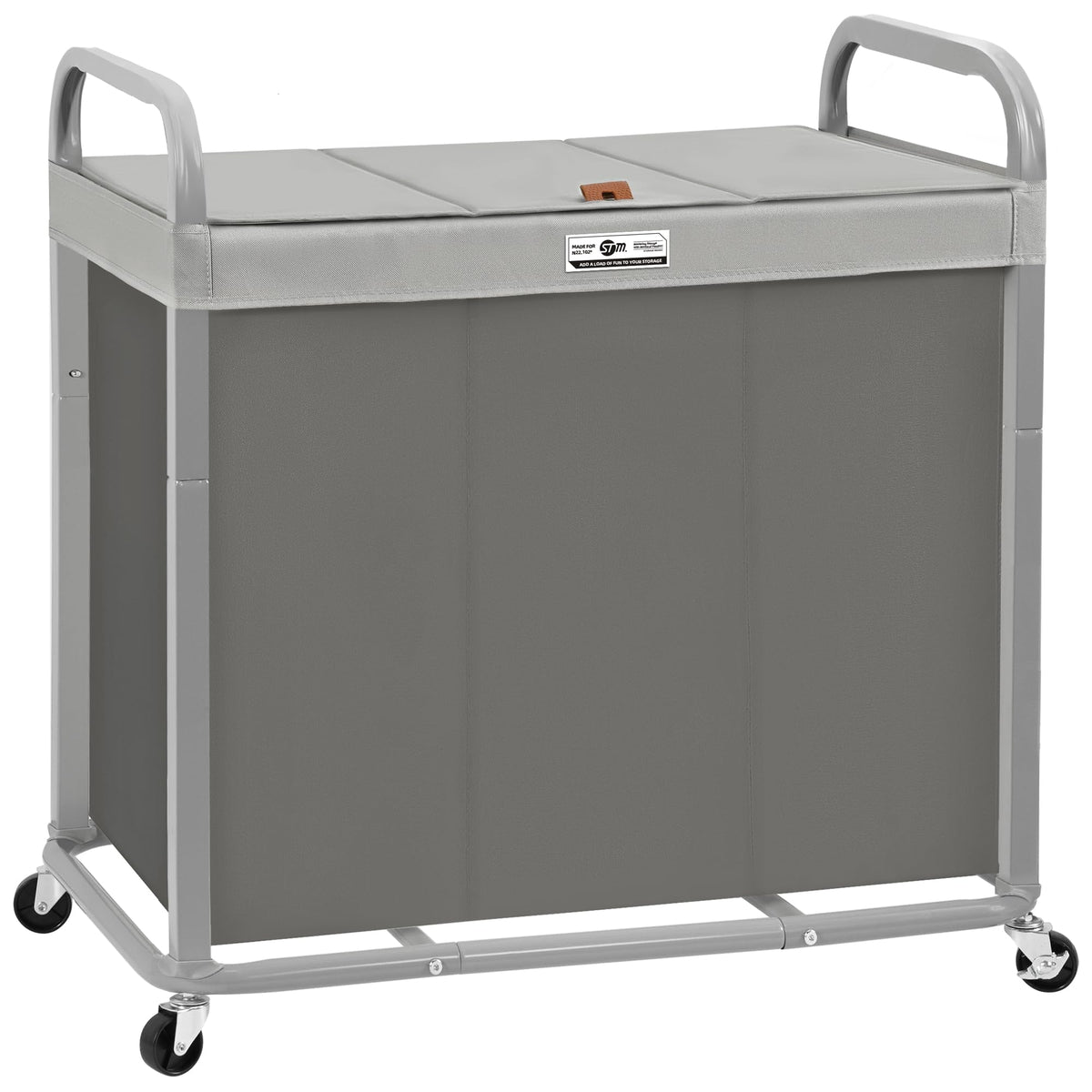 STORAGE MANIAC Laundry Hamper 3 Section with Lid Rolling Laundry Basket