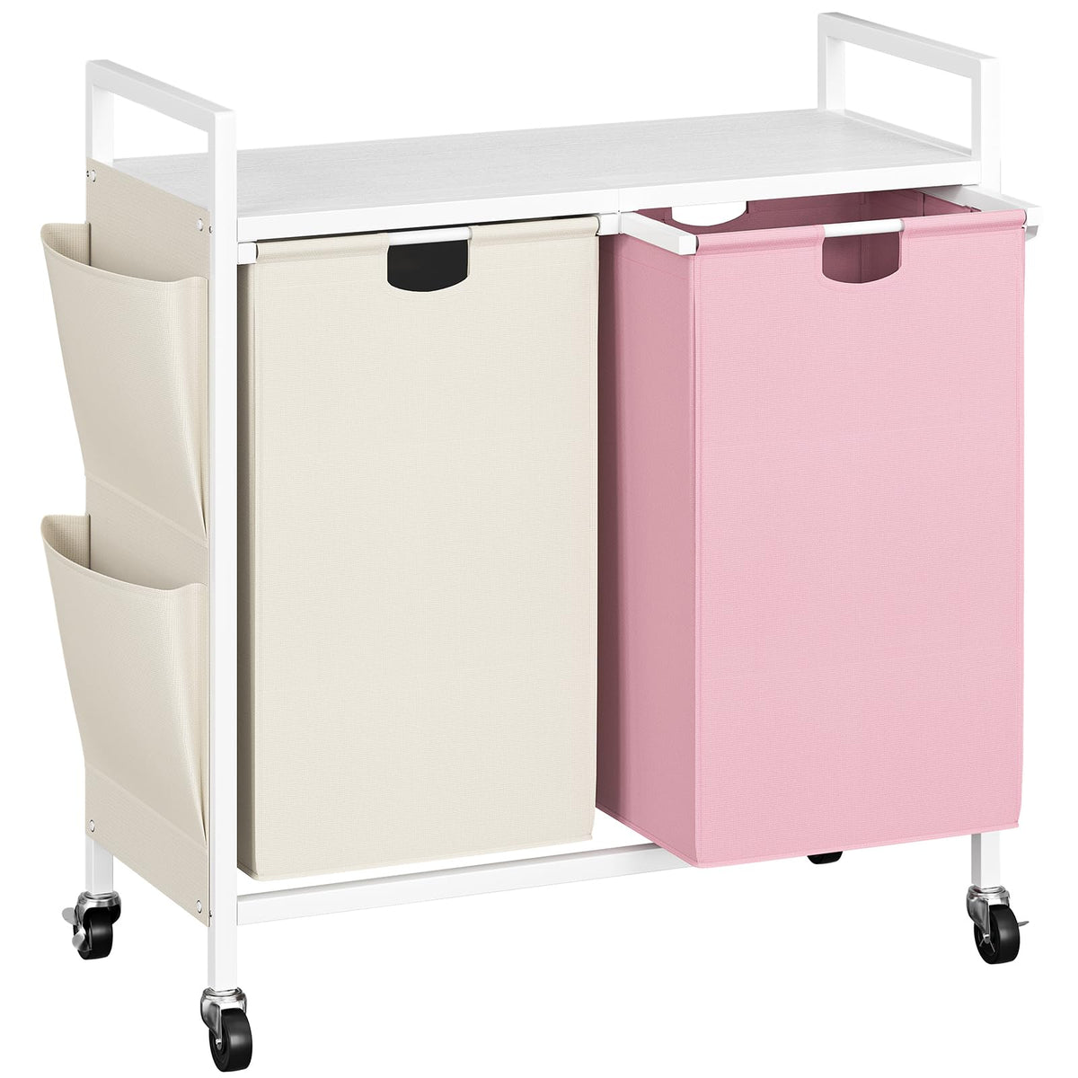 WOWLIVE Double Laundry Hamper with Wheels, Rolling Laundry Basket Organizer