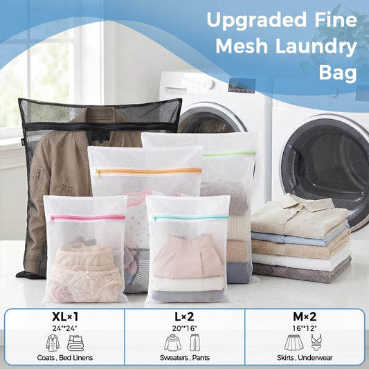 BAGAIL Laundry Bags Mesh Wash Bag for Intimates Lingerie and Delicates, 5Pcs (1XL,2L,2M)