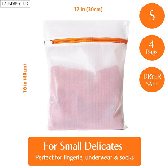 4 Pack Mesh Laundry Bags for Delicates 12inx16in LAUNDRY CLUB®