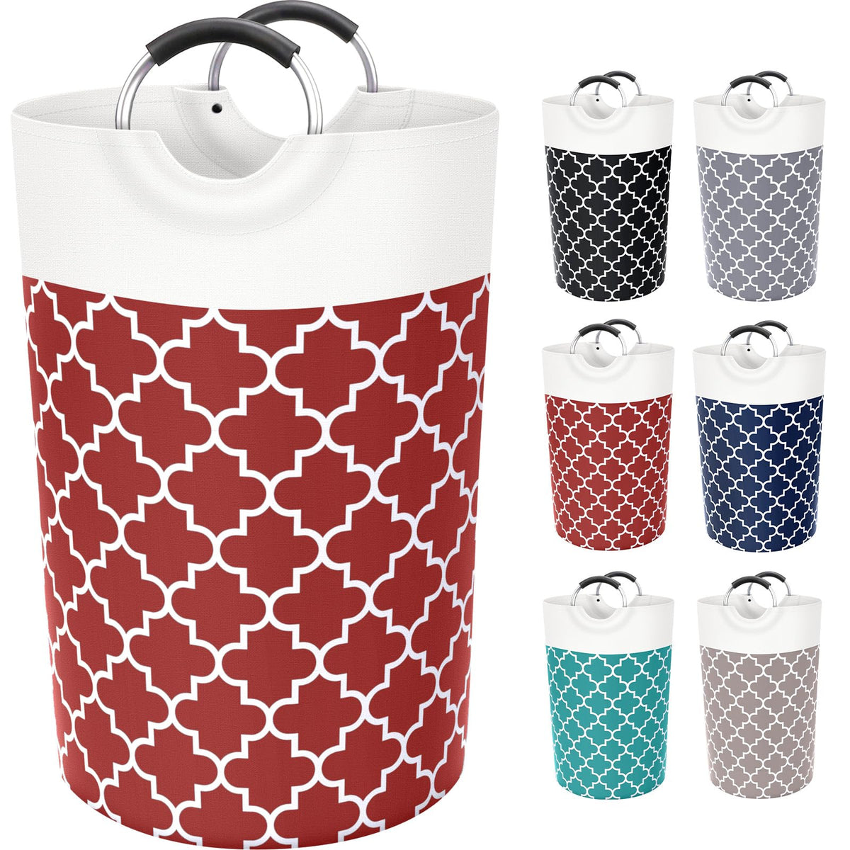 Large Laundry Basket 82L Tall Collapsible Hamper with Handles for Dorm Grey