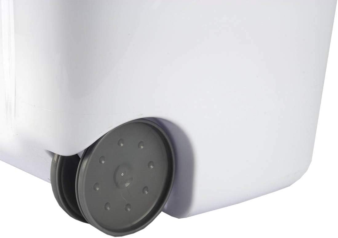 Sterilite Ultra Wheeled Laundry Hamper with Lid, Handle and Wheels for Easy Rolling of Clothes to and from the Laundry Room, Plastic, White, 1-Pack, Portable