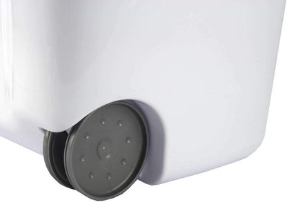 Sterilite Ultra Wheeled Laundry Hamper with Lid, Handle and Wheels for Easy Rolling of Clothes to and from the Laundry Room, Plastic, White, 1-Pack, Portable