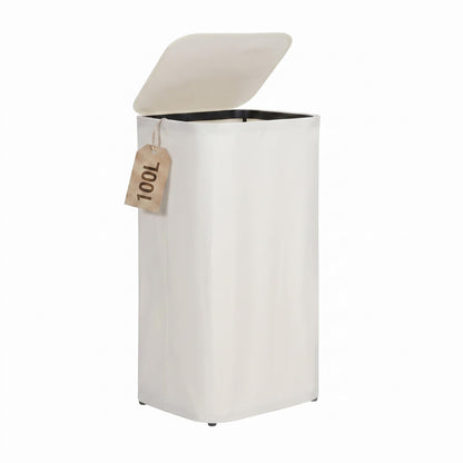 DOKEHOM 160L Double Laundry Basket Hamper with Lid & Removable Bags, Black