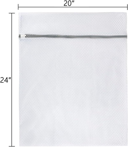 Vivifying XL Large Mesh Laundry Bags, 2 Pack, 20 x 24 Inch Wash Bags, White