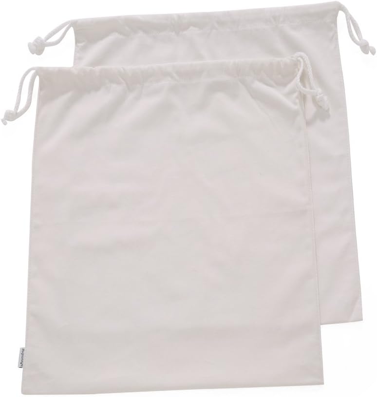 100% Cotton Canvas Travel Laundry Bag, 2-Pack