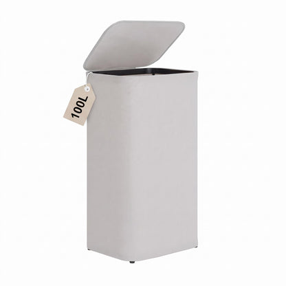 DOKEHOM 160L Double Laundry Basket Hamper with Lid & Removable Bags, Black