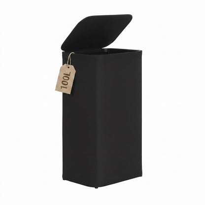 DOKEHOM 160L Double Laundry Basket Hamper with Lid & Removable Bags, Black