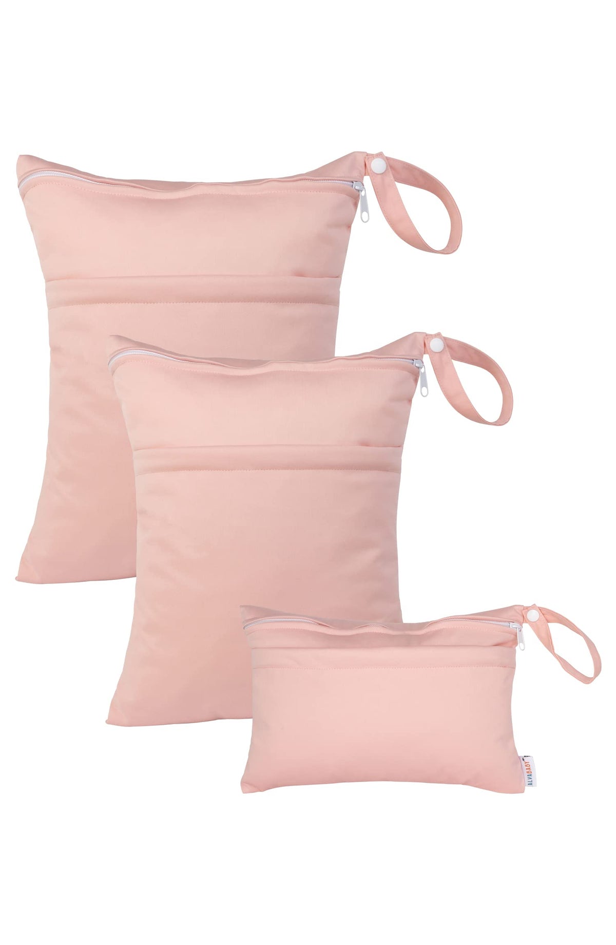 ALVA 2pcs Cloth Diaper Wet Dry Bags Waterproof Reusable with Two Zippered Pockets Travel Beach Pool Daycare Soiled Baby Items Yoga Gym Bag for Swimsuits or Wet Clothes