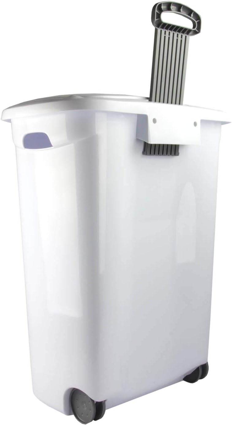 Sterilite Ultra Wheeled Laundry Hamper with Lid, Handle and Wheels for Easy Rolling of Clothes to and from the Laundry Room, Plastic, White, 1-Pack, Portable
