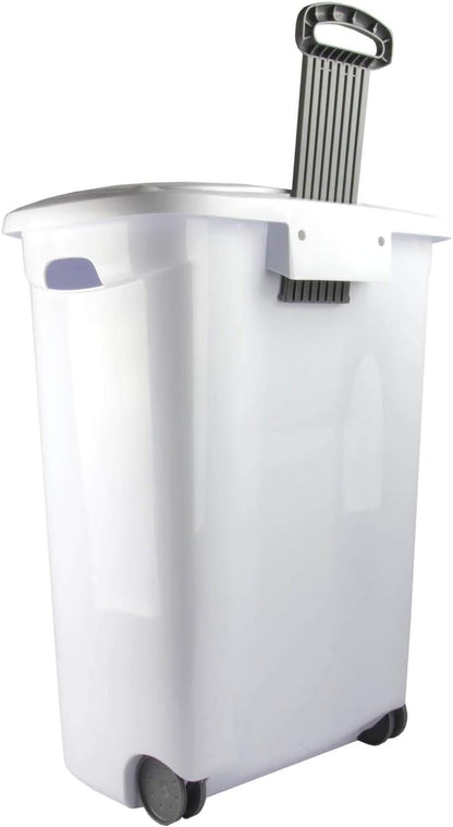 Sterilite Ultra Wheeled Laundry Hamper with Lid, Handle and Wheels for Easy Rolling of Clothes to and from the Laundry Room, Plastic, White, 1-Pack, Portable
