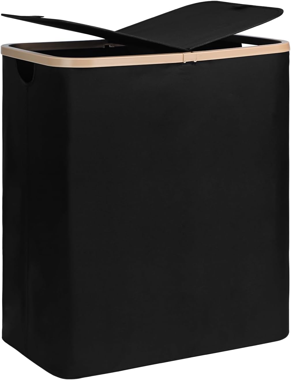 DOKEHOM 160L Double Laundry Basket Hamper with Lid & Removable Bags, Black