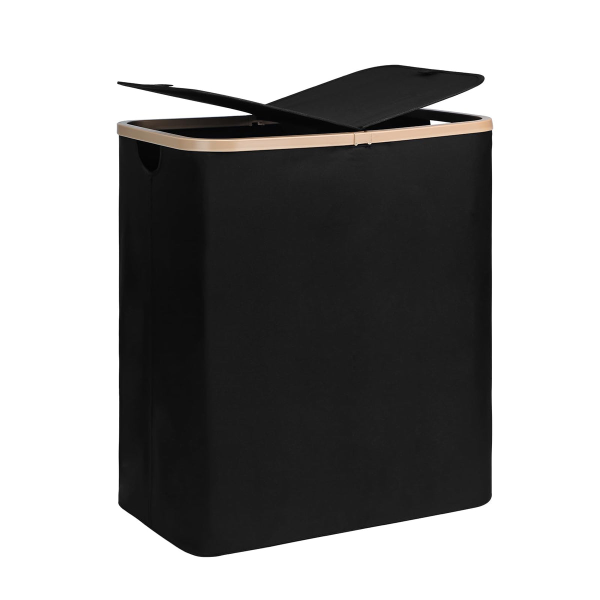 DOKEHOM 160L Double Laundry Basket Hamper with Lid & Removable Bags, Black
