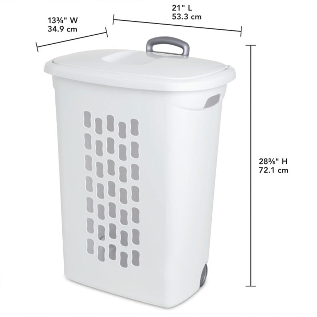 Sterilite Ultra Wheeled Hamper, Laundry Basket w/ Flip-Top Lid, 3-Pack, White