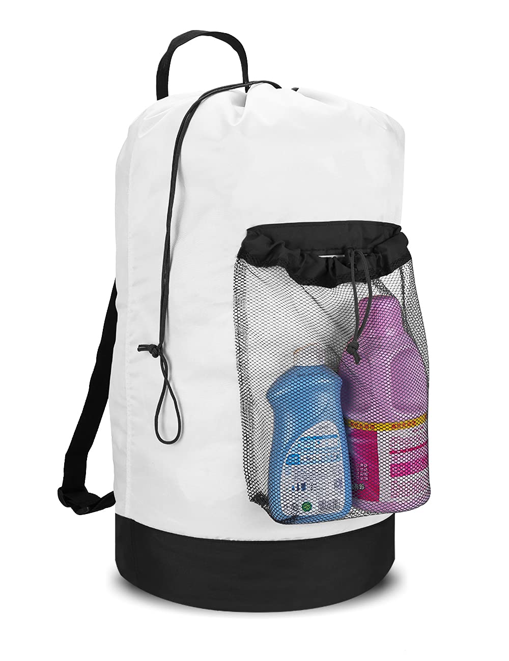 Dalykate Backpack Laundry Bag, 115L Large Hamper with Shoulder Straps, Drawstring Closure, Mesh Pocket, Khaki