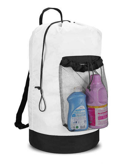 Dalykate Backpack Laundry Bag, 115L Large Hamper with Shoulder Straps, Drawstring Closure, Mesh Pocket, Khaki