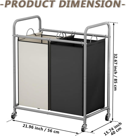 SUOERNUO Laundry Hamper with Lockable Wheels and 2 Removable Bags