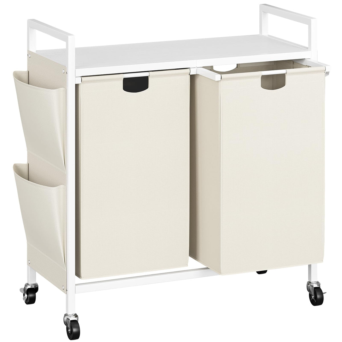 WOWLIVE Double Laundry Hamper with Wheels, Rolling Laundry Basket Organizer