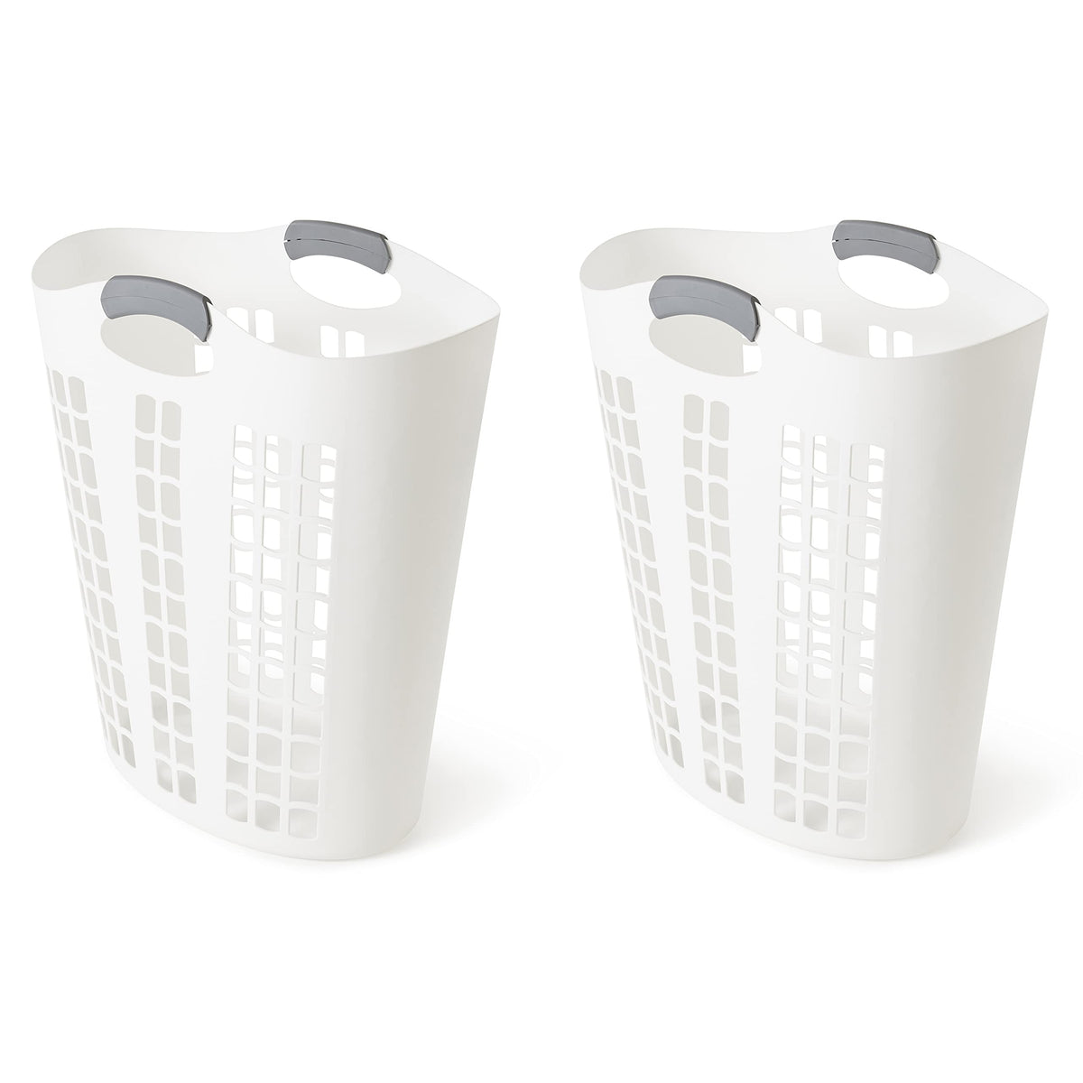 Gracious Living Easy Carry Flex Collapsible Laundry Hamper, White, 3-Pack