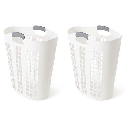 Gracious Living Easy Carry Flex Collapsible Laundry Hamper, White, 3-Pack