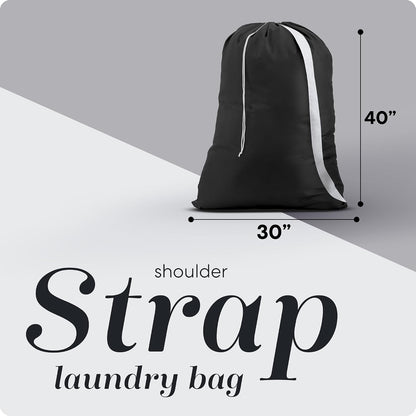 Handy Laundry Bag with Shoulder Strap 30"x40", Extra Large, Black