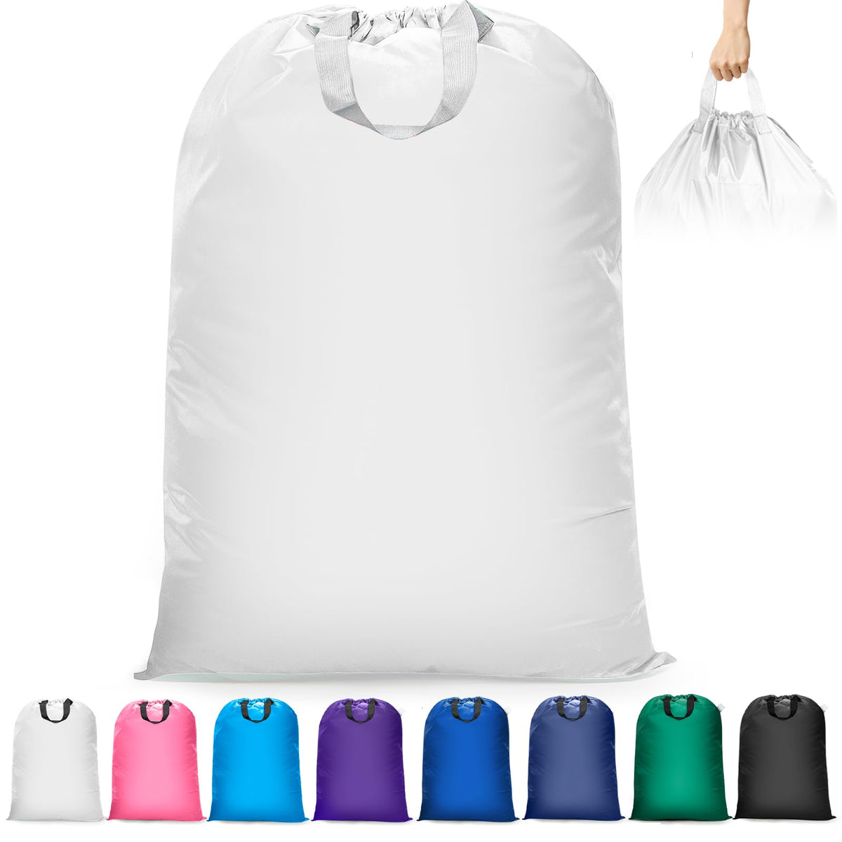 Isink Extra Large Laundry Bag With Handles, Heavy Duty, Travel Laundry Bag for Dirty Clothes, 28" x 40" (Black)