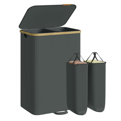 SONGMICS Laundry Hamper with 2 Lids, 150L Laundry Basket，2 Compartments
