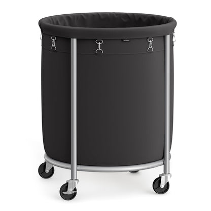 SONGMICS Laundry Basket with Wheels,190L, Steel Frame, Removable Bag