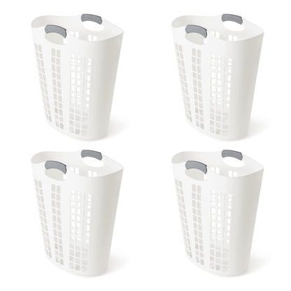Gracious Living Easy Carry Flex Collapsible Laundry Hamper, White, 3-Pack