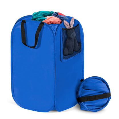 HOUSE AGAIN 2 Pack Strong Mesh Pop Up Laundry Hamper, 70L Collapsible Laundry Basket with Steel Frame, Double‑Stitched Handles & Side Pocket, Foldable Dirty Clothes Hamper for Dorm, Bedroom, Black