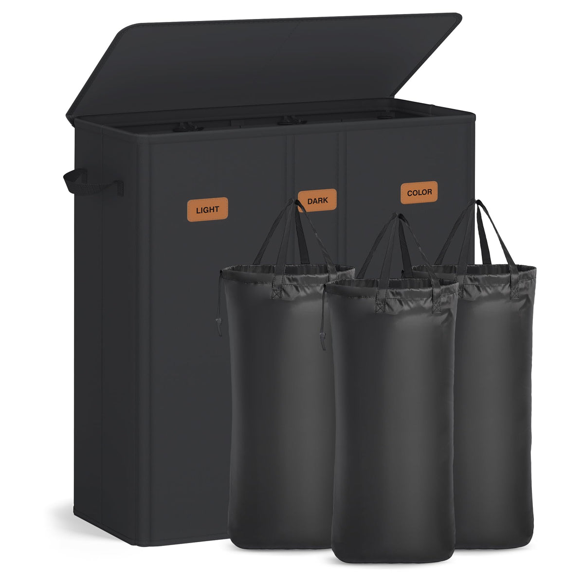 SONGMICS 210L Laundry Hamper, 4-Compartment Laundry Sorter with Lid
