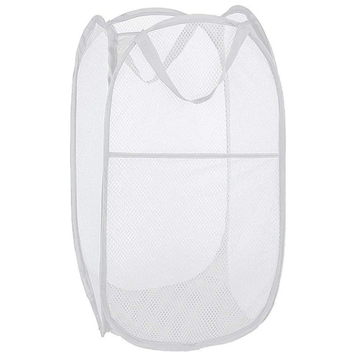 Larpur 2 Pcs Popup Mesh Laundry Baskets, Collapsible and Portable Clothes Washing Laundry Hampers with Reinforced Carry Handles, Gray Clothes Hamper for Home, Travel, College Dorm
