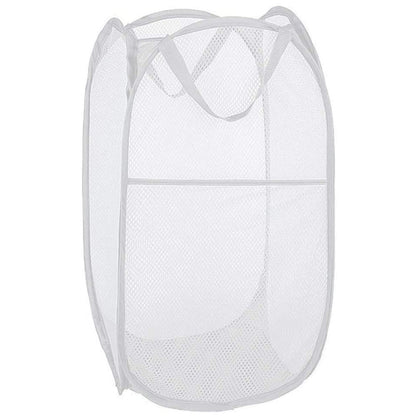 Larpur 2 Pcs Popup Mesh Laundry Baskets, Collapsible and Portable Clothes Washing Laundry Hampers with Reinforced Carry Handles, Gray Clothes Hamper for Home, Travel, College Dorm