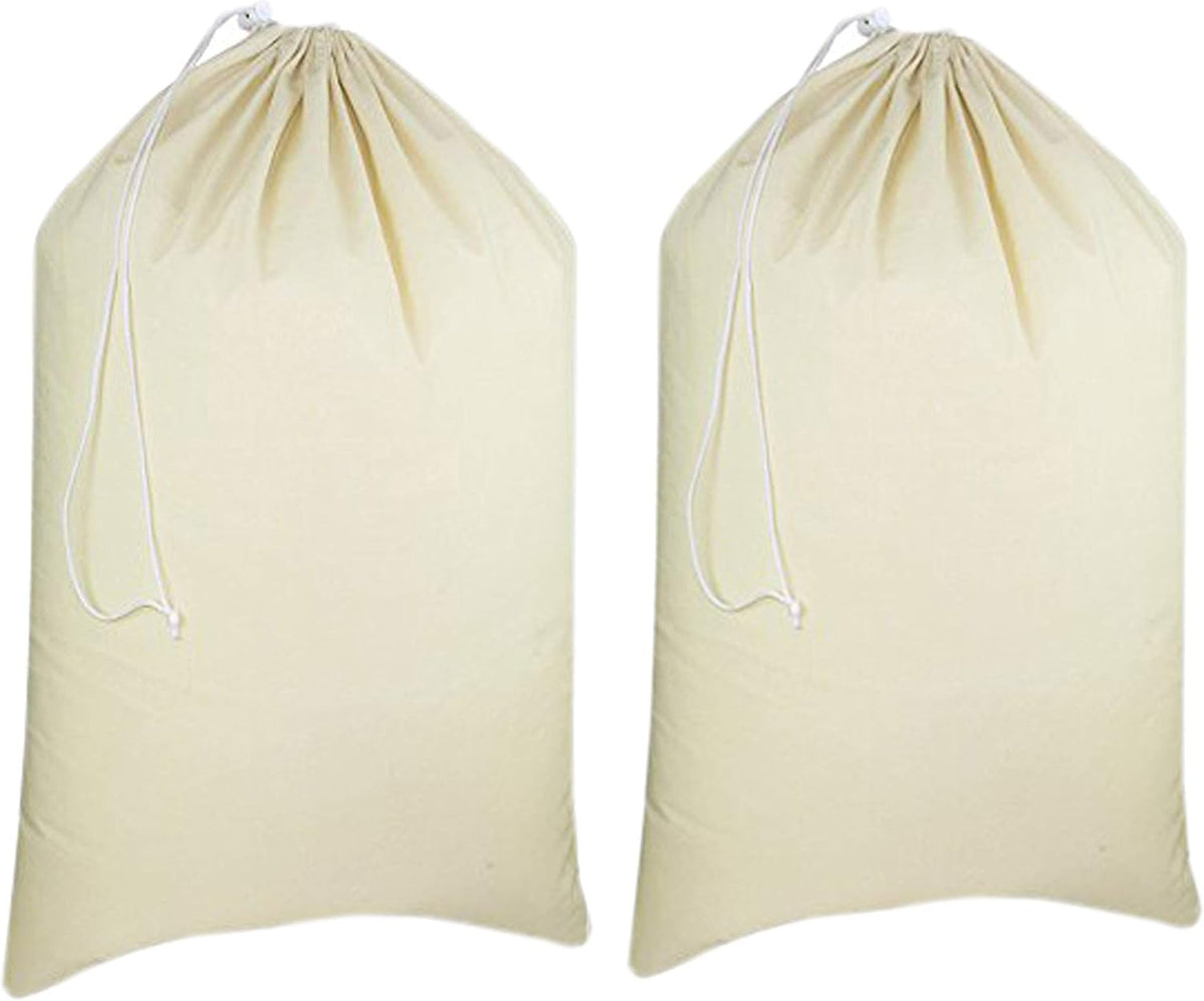 Urban Villa Laundry Bags 2-Pack 28”x36" Extra-Large Cotton Canvas Heavy Duty Washable Durable Travel Laundry Sacks with Drawstring Closure Reusable Hamper Liners for Dirty Clothes Delicates & Lingerie
