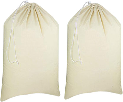 Urban Villa Laundry Bags 2-Pack 28”x36" Extra-Large Cotton Canvas Heavy Duty Washable Durable Travel Laundry Sacks with Drawstring Closure Reusable Hamper Liners for Dirty Clothes Delicates & Lingerie