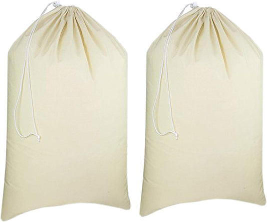 Urban Villa Laundry Bags 2-Pack 28”x36" Extra-Large Cotton Canvas Heavy Duty Washable Durable Travel Laundry Sacks with Drawstring Closure Reusable Hamper Liners for Dirty Clothes Delicates & Lingerie