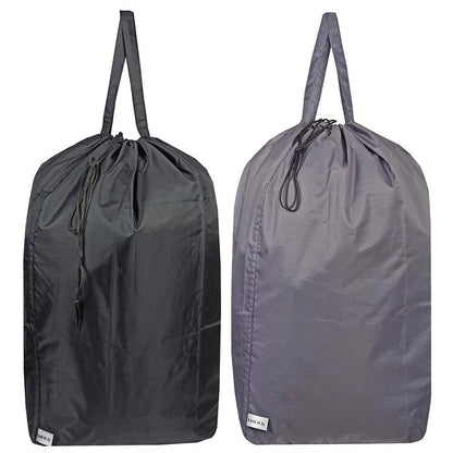 Washable Travel Laundry Bag with Handles and Drawstring (2 Pack), Heavy Duty Large Enough to Hold 3 Loads of Laundry, Fit a Laundry Basket or Clothes Hamper, 27.5x34.5 in,Grey