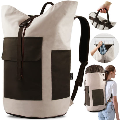 Laundry Bag Backpack 125L Extra Large, Heavy Duty 900D Coated Oxford Fabric, 3 Pockets Durable Travel Laundry Bags with Soft Padded Shoulder Straps for College Dorm, Apartment, Laundromat (Black)