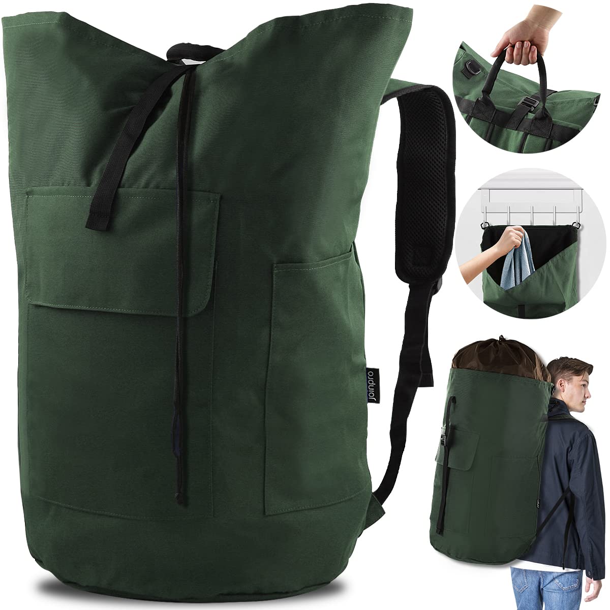 Laundry Bag Backpack 125L Extra Large, Heavy Duty 900D Coated Oxford Fabric, 3 Pockets Durable Travel Laundry Bags with Soft Padded Shoulder Straps for College Dorm, Apartment, Laundromat (Black)