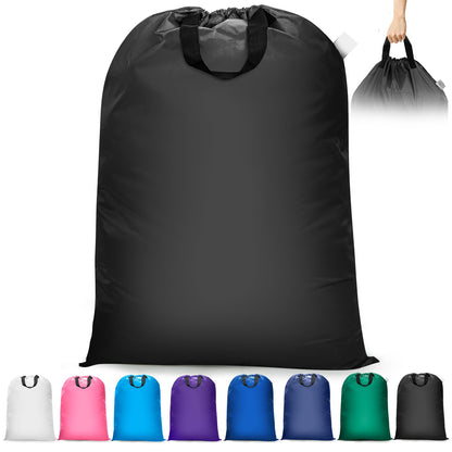 Isink Extra Large Laundry Bag With Handles, Heavy Duty, Travel Laundry Bag for Dirty Clothes, 28" x 40" (Black)