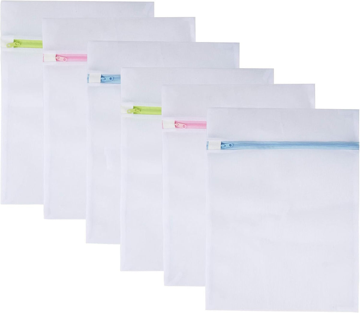 Mesh Laundry Bags 6pcs 16*12 Inch Laundry Wash Bag Colorful Zipper (Medium)