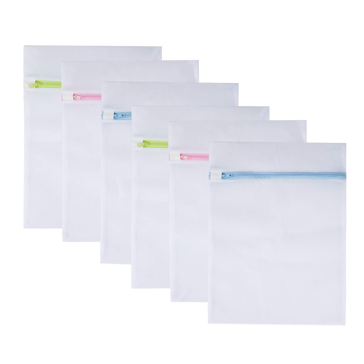 Mesh Laundry Bags 6pcs 16*12 Inch Laundry Wash Bag Colorful Zipper (Medium)