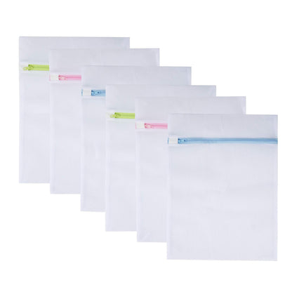 Mesh Laundry Bags 6pcs 16*12 Inch Laundry Wash Bag Colorful Zipper (Medium)