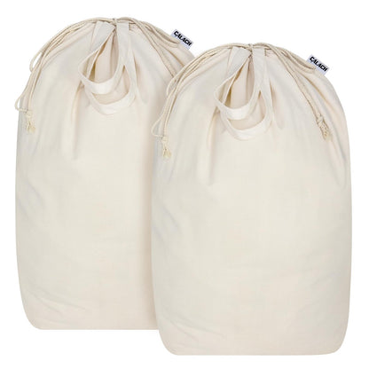 Heavy Duty Canvas Laundry Bags with Square Base 13.8"Wx13.8"Dx27.6"H, Beige