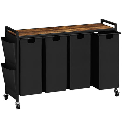 WOWLIVE Double Laundry Hamper with Wheels, Rolling Laundry Basket Organizer